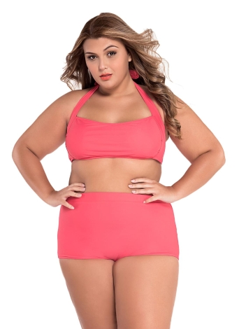 Halter Bandeau High Waist Plus Size Swimwear