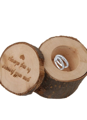 wooden printed chic rustic wedding engagement ring bearer