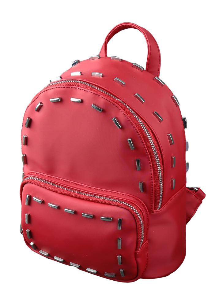 Cute PU Leather Rivet Solid Mini Backpack Satchel