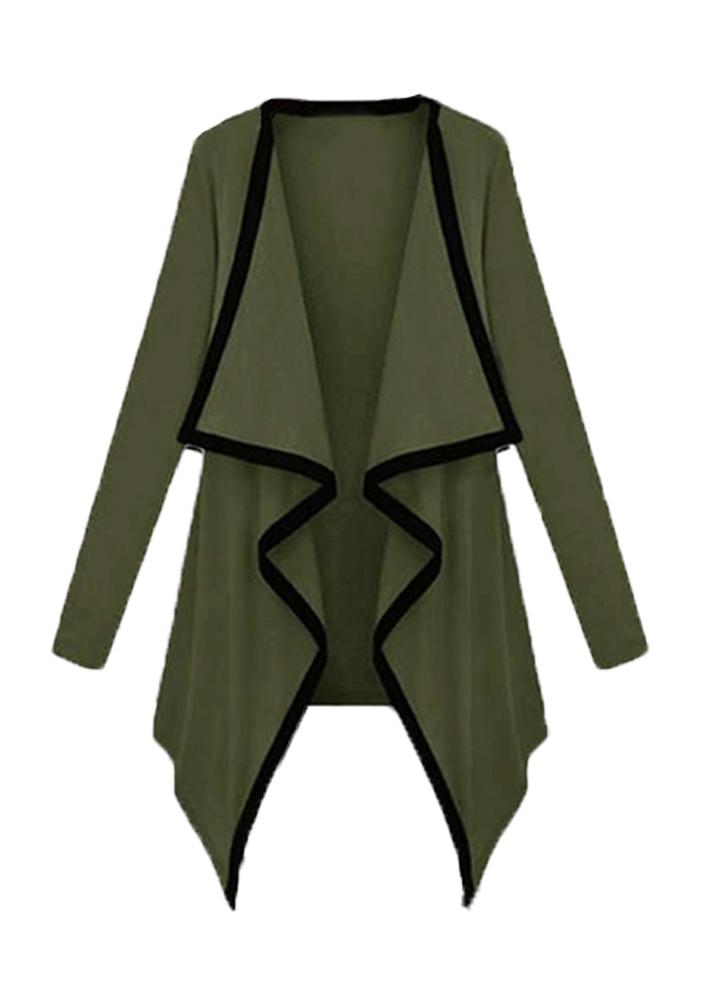 Fashion Contrast Asymmetric Long Sleeve Cape Cardigan