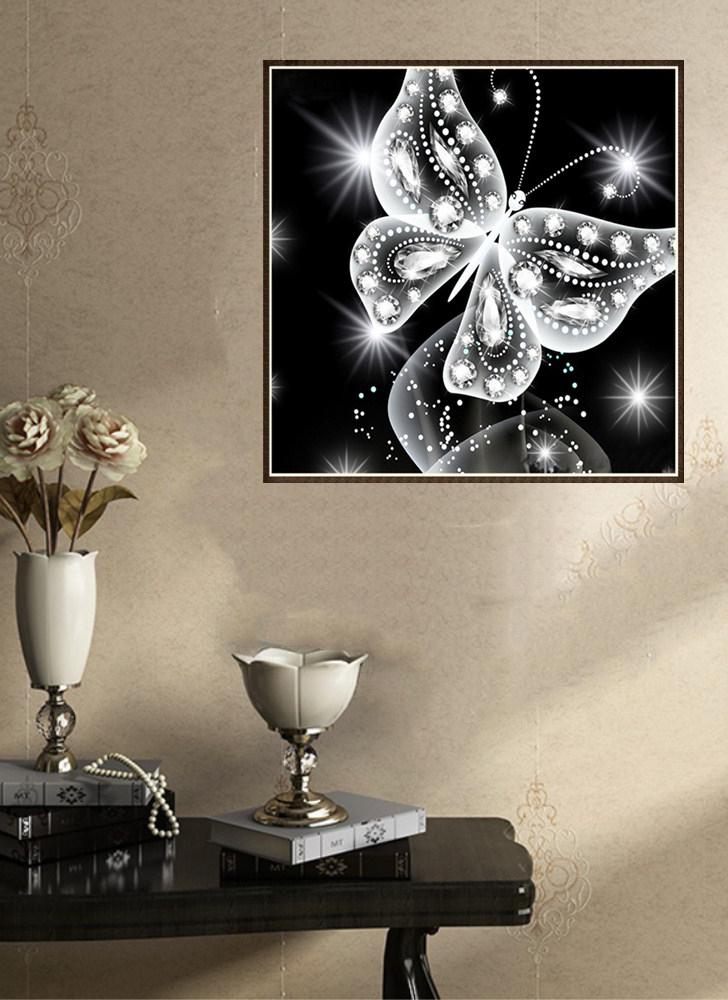 10 * 10 inches/25 * 25cm DIY 5D Diamond Painting Kit Butterfly Resin Rhinestone Mosaic Embroidery Cross Stitch Craft Home Wall Decor