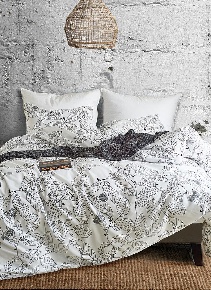 Soft Polyester Brushed Microfiber Duvet Set With Zipper Closure Marble Printed Pattern Cover 2pcs Pillowcases Single Size