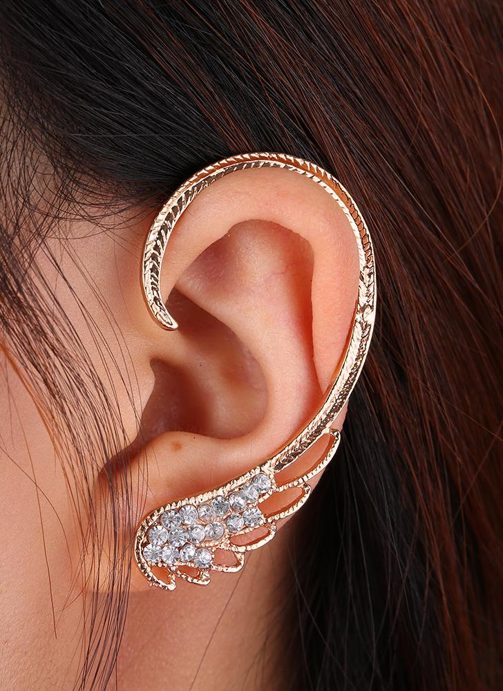 3 Fashion Various Styles One Ear Hawk Swing Sector Starfish Petal Fashion Various Styles One Ear Hawk Swing Sector Starfish Petal Embedded Crystal Studs Clips