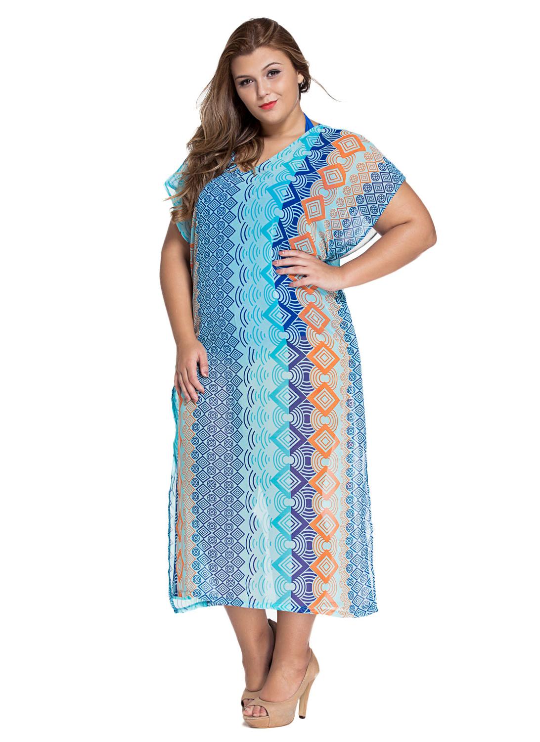 Chic Graphic Miami Plus Size Kaftan