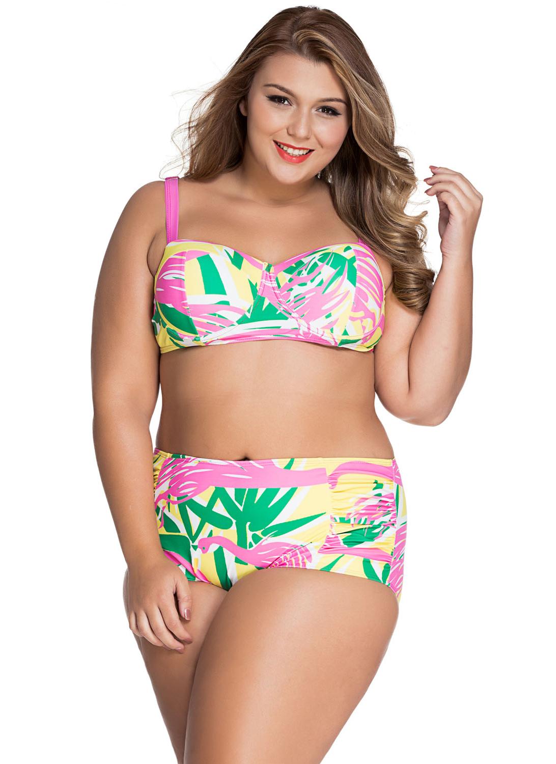 Plus Size France Dance Underwire Bikini High Waist Swimsuit