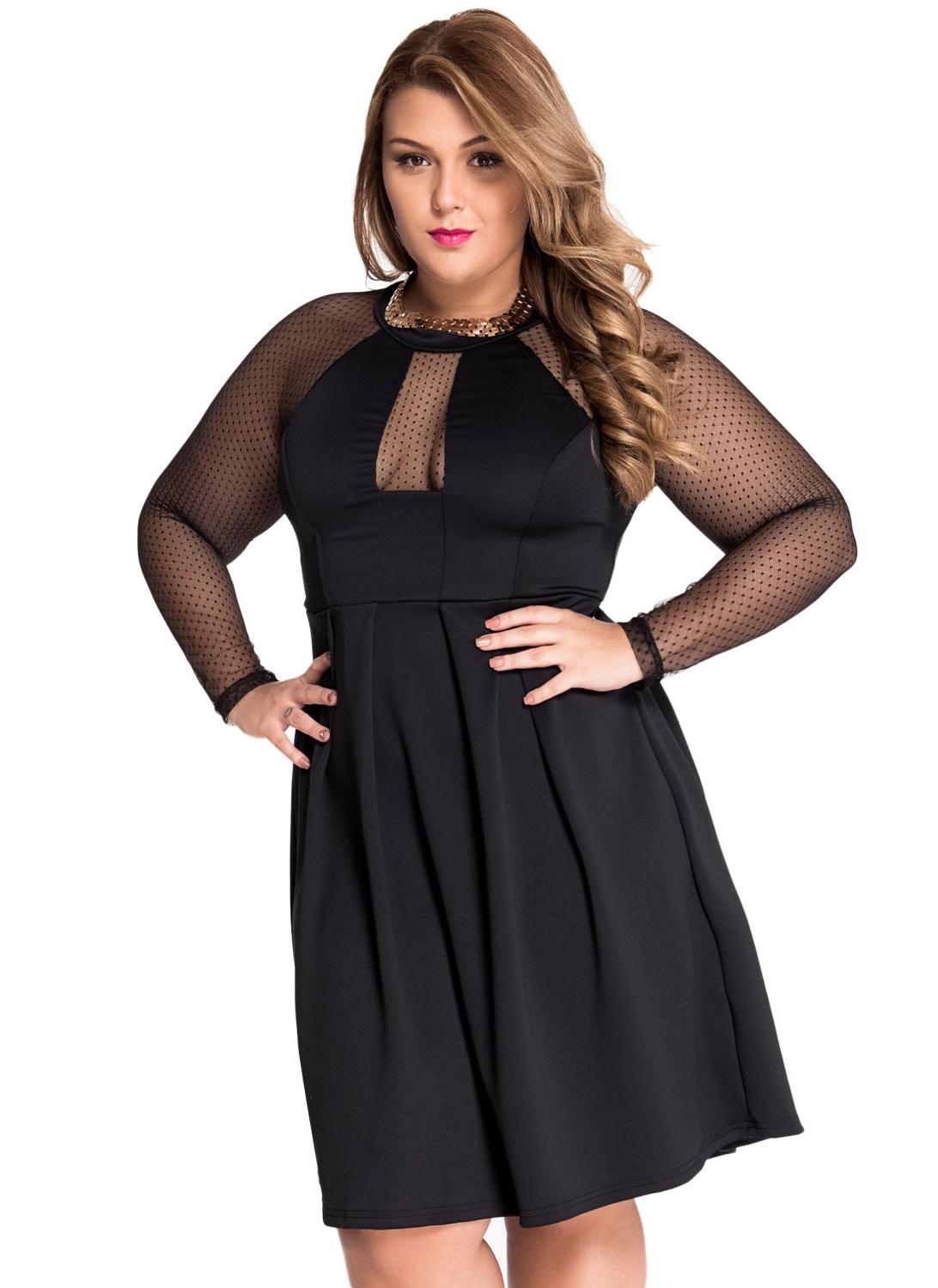 Plus Size Skater Dress with Chain Trim