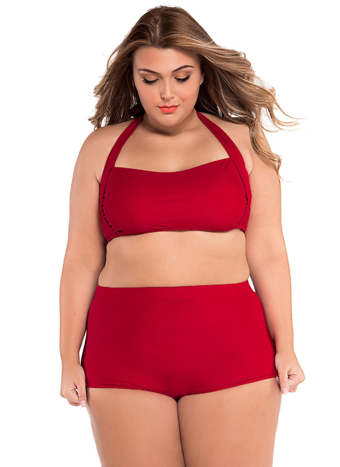 Halter Bandeau High Waist Plus Size Swimwear