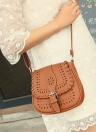 Vintage Flap Magnetic Press Stud Zipper Hollow Out Crossbody Bag