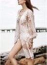 Mesh Floral Embroidery See Through Cardigan Bikini Beach Cover Up