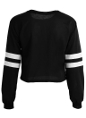 Nouveaux vêtements femme récolte supérieure PU cuir manches longues Crew Neck Pullover lâche décontractée Sweatshirt noir/blanc