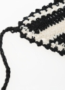 Sexy Knitted Tie Waist Contrast Stripe Beach Black Crochet Bikini Bottom