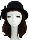 Women Fedora Hat Bowknot Decoration Wool Felt Bowler Derby Hat