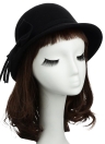 Women Fedora Hat Bowknot Decoration Wool Felt Bowler Derby Hat