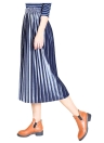 Solid Velvet Pleated Elastic High Waist Midi Casual Skirt