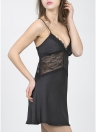 Silk Satin Sheer Lace V Neck Sleeping Dress