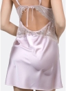 Silk Satin Sheer Lace V Neck Sleeping Dress