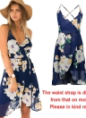 Women Floral Print Sleeveless Chiffon Dress Backless V Neck Spaghetti Strap Summer Beach Dress