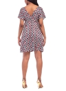 Plus Size Floral Plaids Dress Deep V Neck V Back Short Sleeves Elastic High Waist Dress