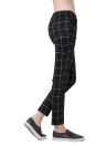 Women Checks Plaid Print Elastic Waistband Slim Vintage Pants