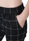 Women Checks Plaid Print Elastic Waistband Slim Vintage Pants