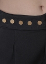 Solid Press Stud Closure Slant Pocket Lady Loose Trousers