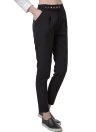 Solid Press Stud Closure Slant Pocket Lady Loose Trousers