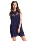 Chic Lace Splicing Hollow Out Crochet Mesh Sleeveless Chiffon Shift Dress
