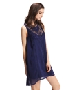 Chic Lace Splicing Hollow Out Crochet Mesh Sleeveless Chiffon Shift Dress