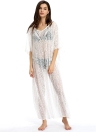 New Sexy Women Cover Up Sheer Lace V-Neck Batwing Maxi Beach Wear Bikini Dress Swimwear White