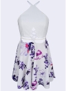 Sexy Women Halter Lace Up Floral  Dress