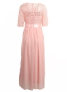 Lace Chiffon Half Sleeve Slim Long Gown Elegant  Evening Party Prom Dress