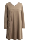 Plus Size Long Sleeves Pockets Solid V Neck Loose Dress