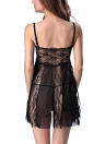 Sheer Lace Strap Chemise com G-String Babydoll Lingerie Dress