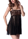 Sheer Lace Strap Chemise com G-String Babydoll Lingerie Dress