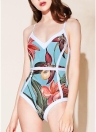 Blatt Backless ärmellose Polsterung Wireless One-Piece Bademode