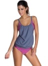 Sexy Stripe Print Scoop Tankini Set