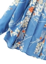 Moda donna Kimono in Chiffon Cardigan manica lunga anteriore aperto stampa floreale sottile capispalla Blue