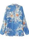 Moda mulheres quimono do Chiffon Cardigan Floral impressão aberta frente manga longa Outerwear fina azul