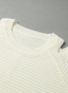 Mode Frauen gestrickten Pullover Jumper Ausschnitte-Rundhalsausschnitt mit langen Ärmeln Pullover Strick Beige