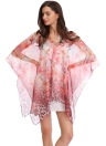 Floral Print Dual Layer Beach Cape Cover-up