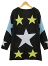 Star Pattern Round Neck Knitted Coat