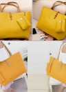 Fashion Candy Color Solid Two Pieces PU Leather Handbag Tote