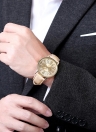 SOXY Business Casual Wrap poignet Quartz montre électronique cadran rond doré affichage analogique à numérique Zinc alliage cas PU Beige bracelet en cuir sangle 40mm