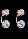 Encanto de la manera Anverso doble cara semicírculo Zircon Rhinestone cristalino del chapado en oro del oído del perno prisionero de la joyería de la Mujer