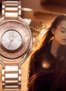 SK Brand Luxury Rose Gold Steel Diamond Quartz Analog Women Watches