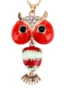 Romacci Lovely Fashion Hollow Red Owl Pendant Sweater Chain Necklace
