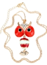 Romacci Lovely Fashion Hollow Red Owl Pendant Sweater Chain Necklace