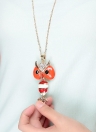 Romacci Lovely Fashion Hollow Red Owl Pendant Sweater Chain Necklace