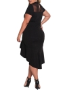 Sexy Mesh Splice Rüschen Unregelmäßiger Saum Frauen Plus Size Dress