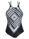 Geometric Diamond Monochrome Print Monokini